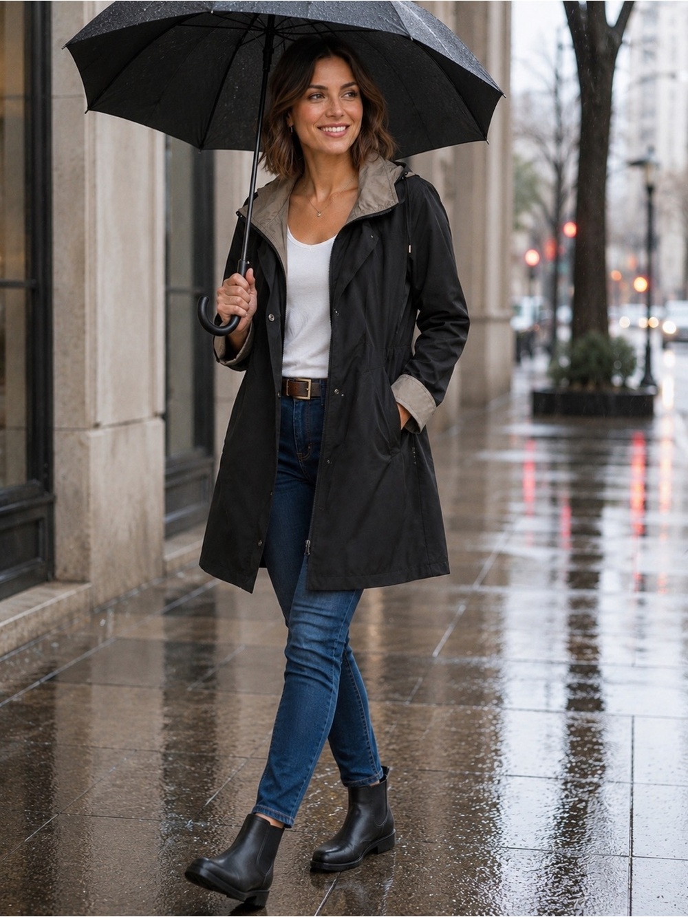 Gallery
Water Resistant Hooded Rain Jacket Like New Excellent Condition PS